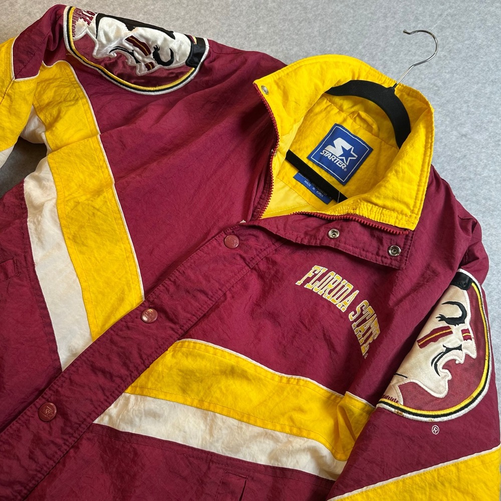 Vintage Starter Florida State Seminoles Jacket Puffer Maroon Gold Mens Small